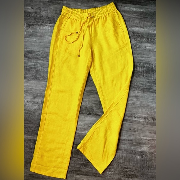 YELLOW SUMMER LINEN TROUSERS - Picture 10 of 10